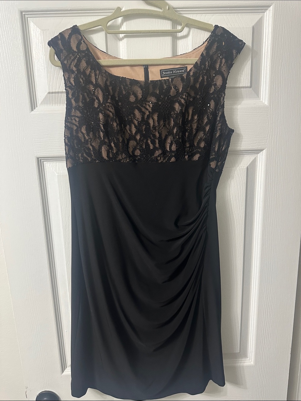 Jessica Howard Black Lace-Overlay Cocktail Dress